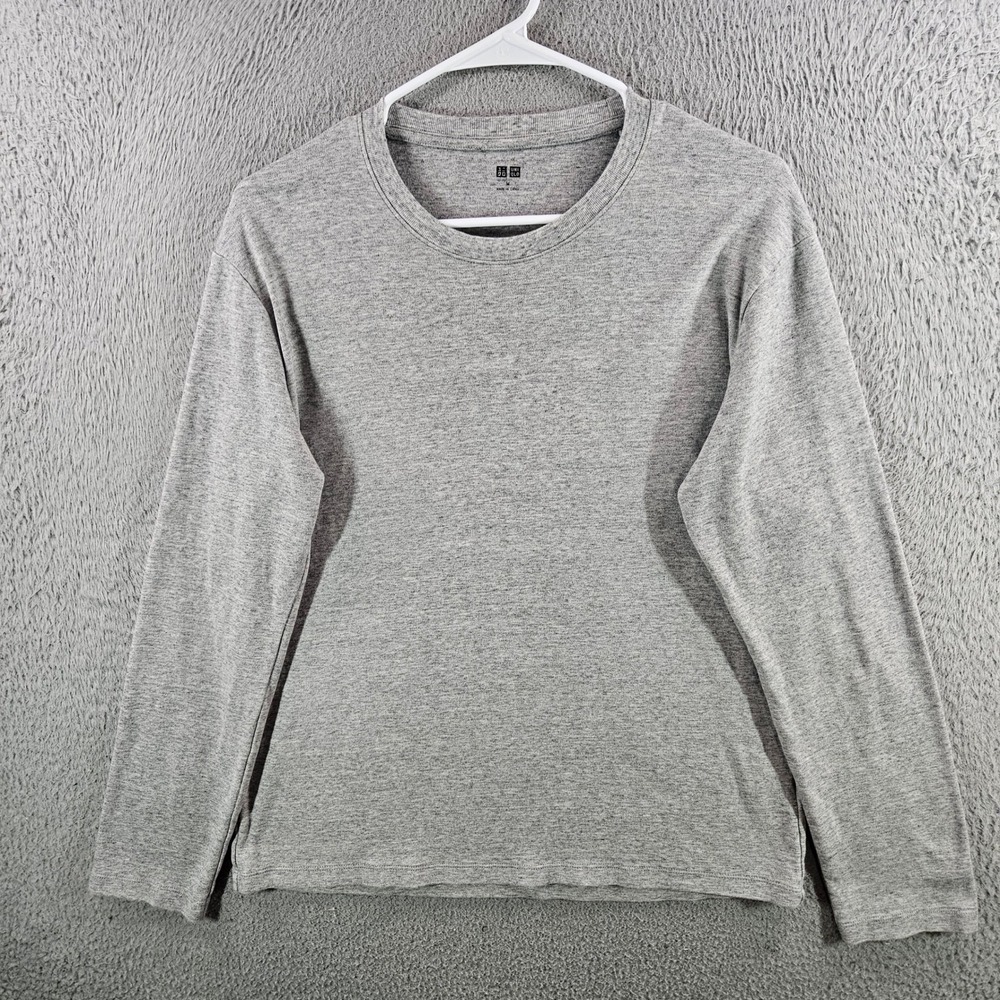 Uniqlo Womens Long Sleeve Crew Neck T-Shirt Heather Grey Casual Top M
